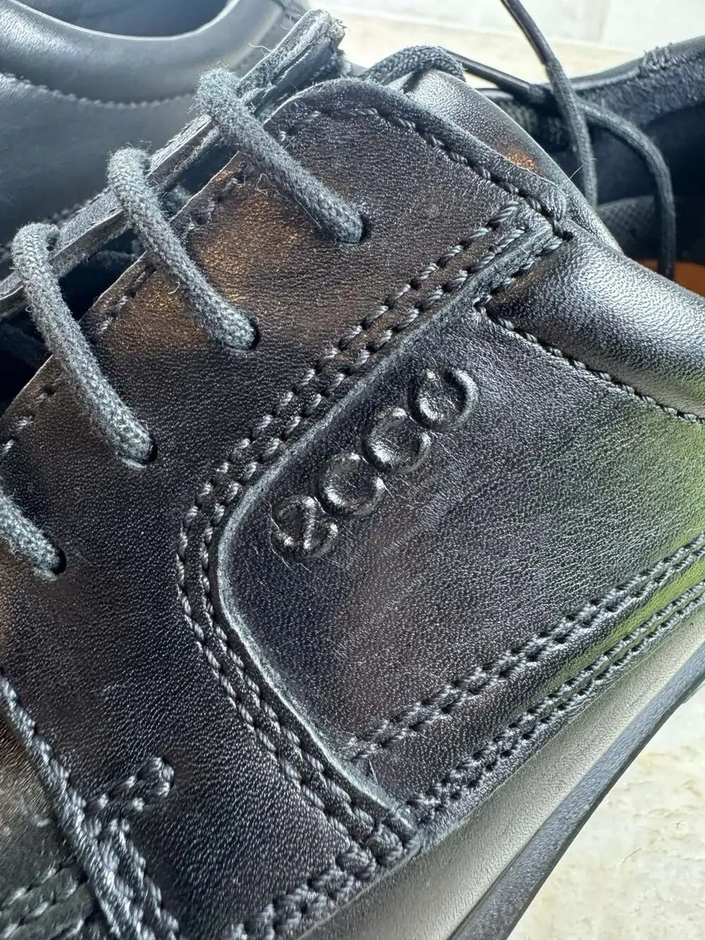 ECCO Helsinki Oxford Dress Shoes Men’s EU 43 US 9 Black Leather Bike Toe